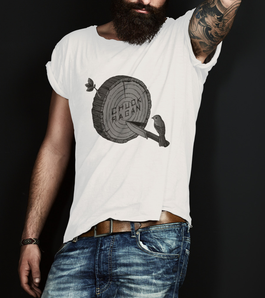 Chuck Ragan Target Practice Woodblock Bird Knife T-Shirt