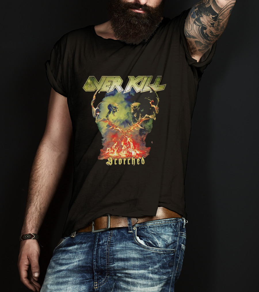 Overkill Scorched Skull Flames Tour Night T-Shirt