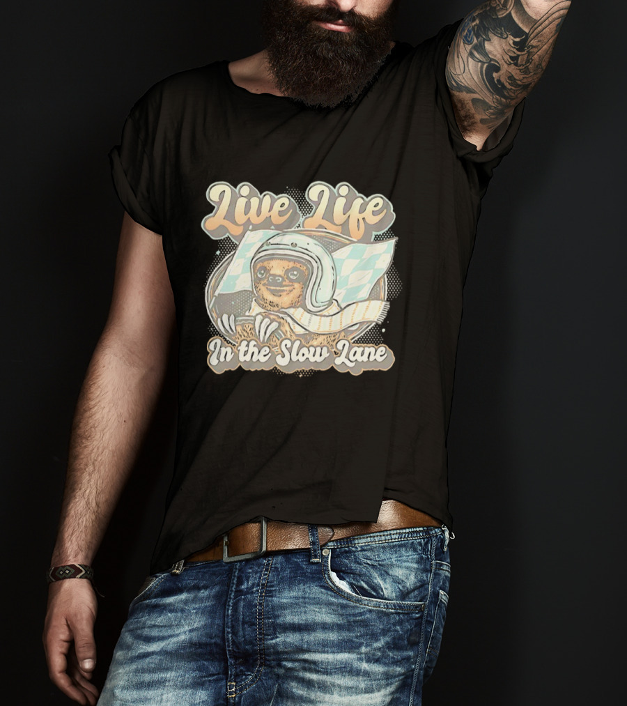 Live Life In The Slow Lane Sloth Racing Helmet T-Shirt