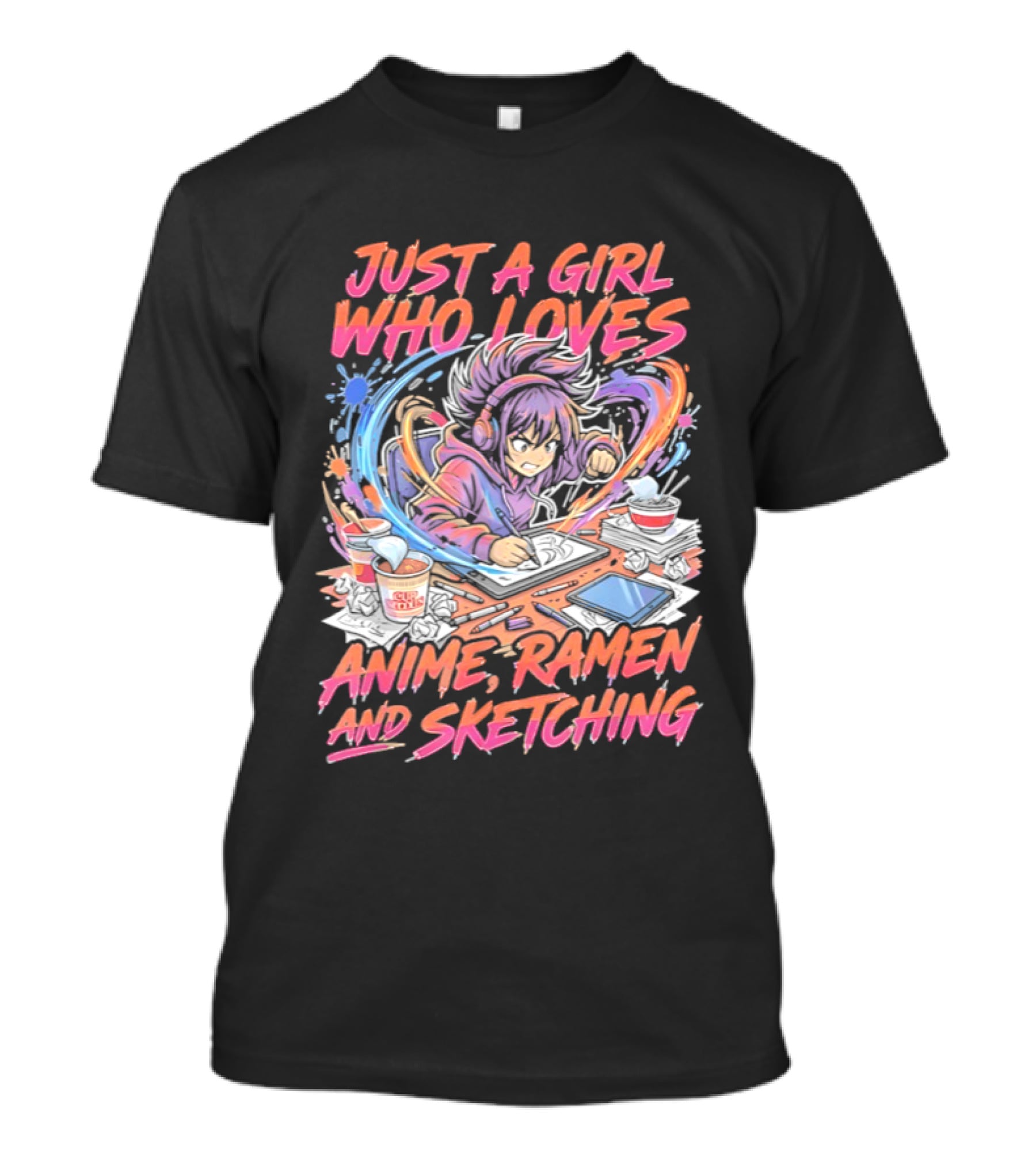 Just A Girl Who Loves Anime Ramen And Sketching Manga Lovers T-Shirt