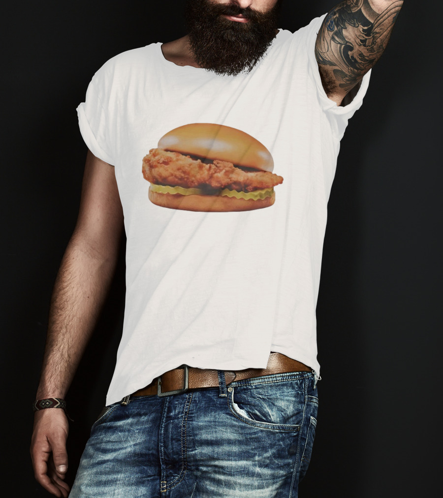Crispy Chicken Hamburger Sandwich With Pickles T-Shirt