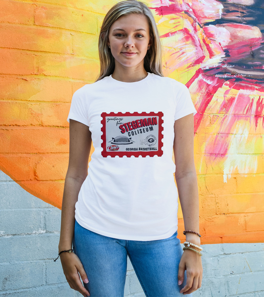 Greetings From Stegeman Coliseum Georgia Basketball Stamp Raising Cane's T-Shirt