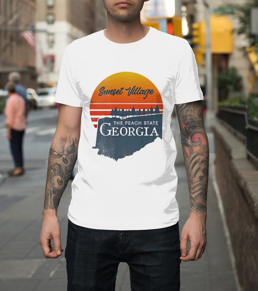 Sunset Village The Peach State Georgia T-Shirt