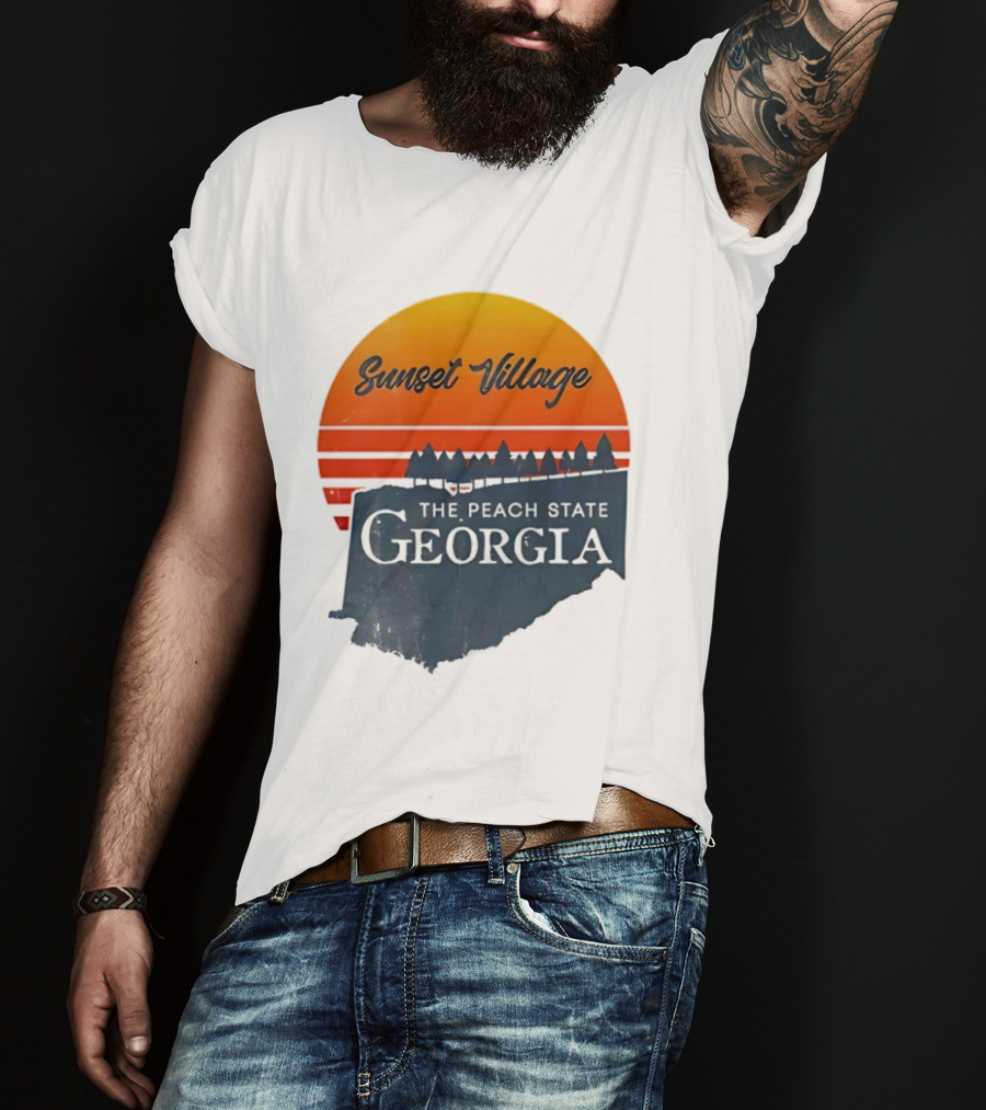 Sunset Village The Peach State Georgia T-Shirt