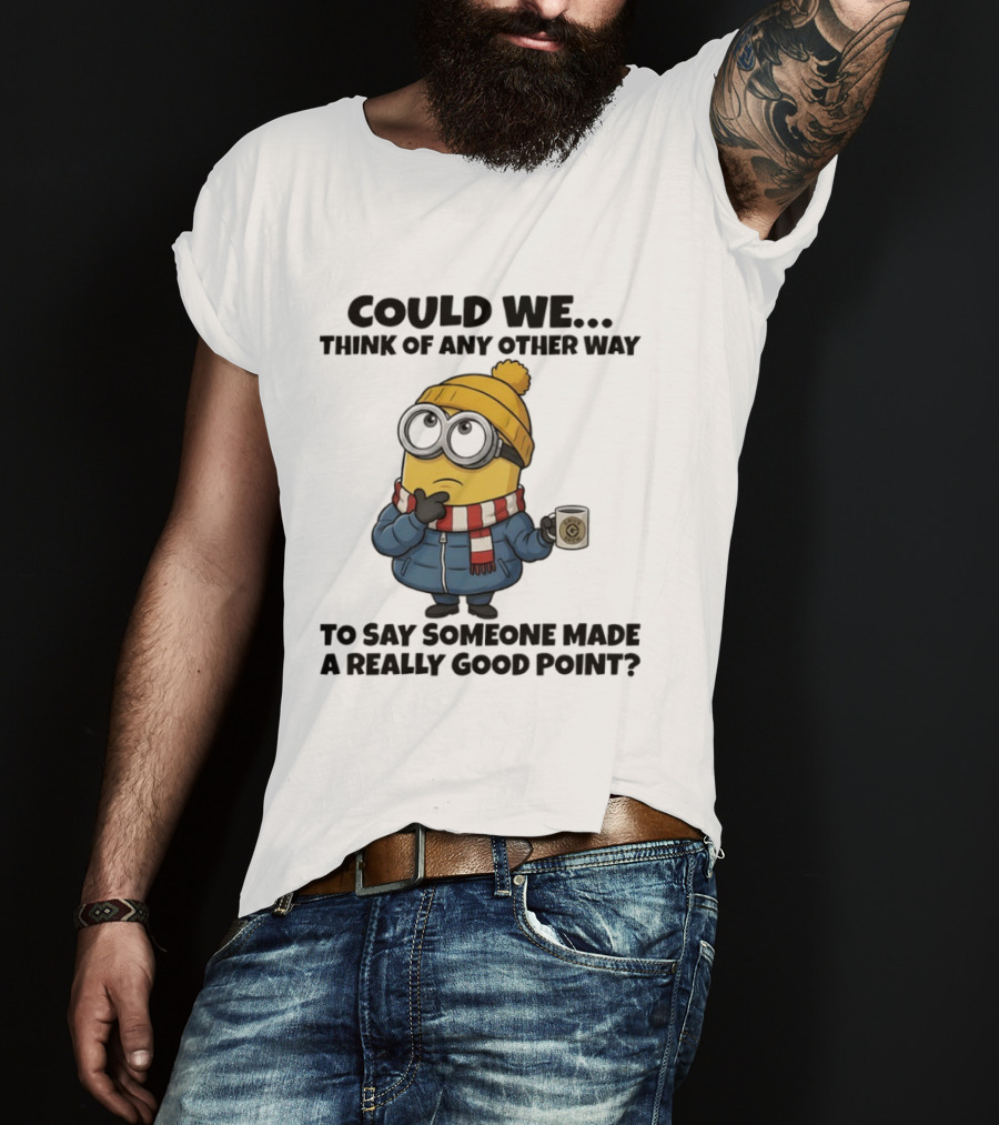 Minion Thinking Holding Coffee Winter Jacket And Beanie T-Shirt