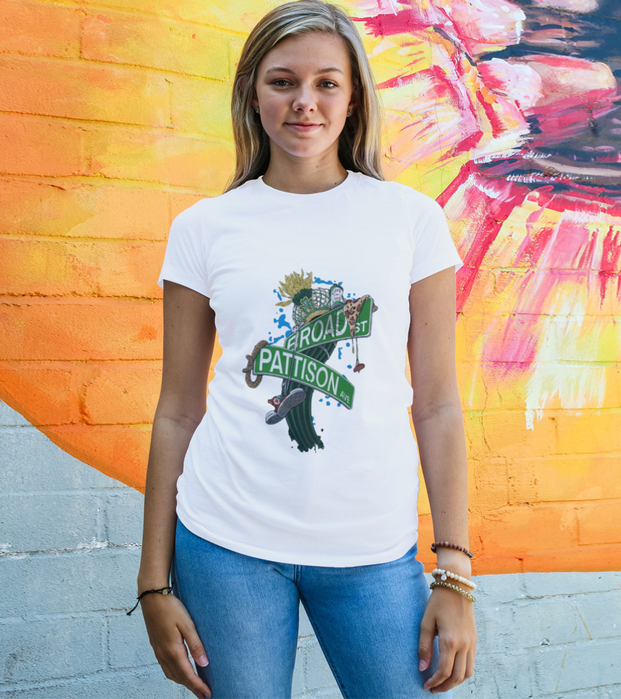Philadelphia Eagles Broad St Pattison Ave Street Signs Pizza Cheesesteak Sunflower Clover T-Shirt