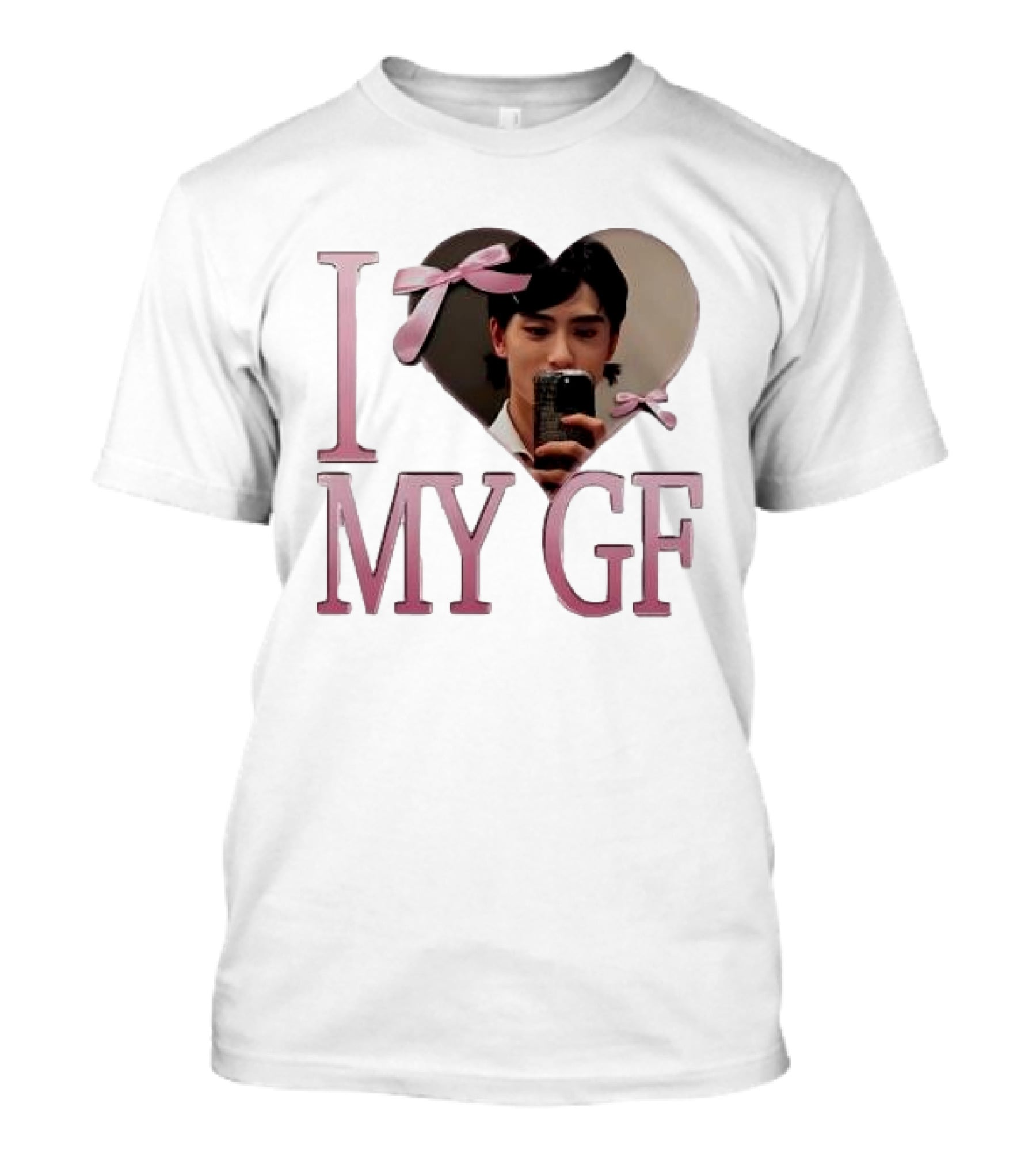 I Heart My GF Pink Bow Selfie T-Shirt