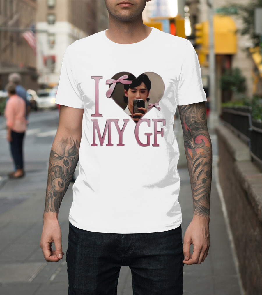 I Heart My GF Pink Bow Selfie T-Shirt