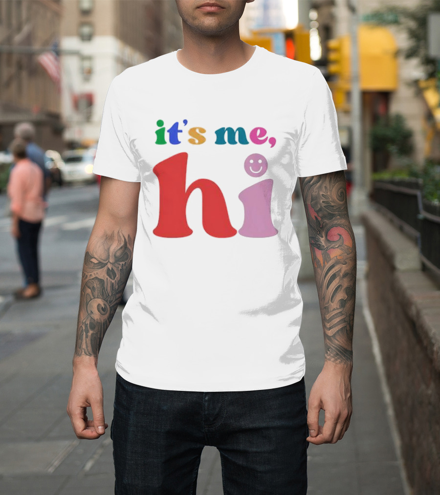 It's Me Hi Colorful Text With Smiley Face T-Shirt