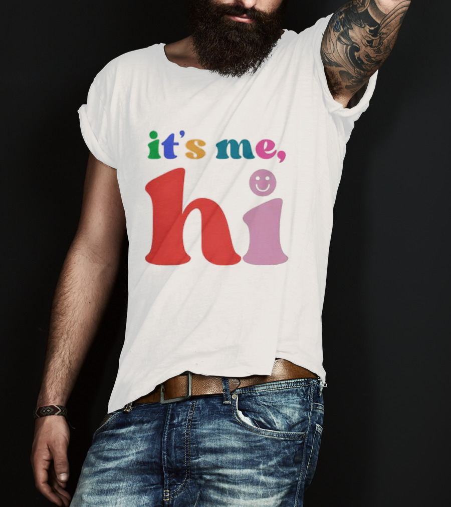It's Me Hi Colorful Text With Smiley Face T-Shirt