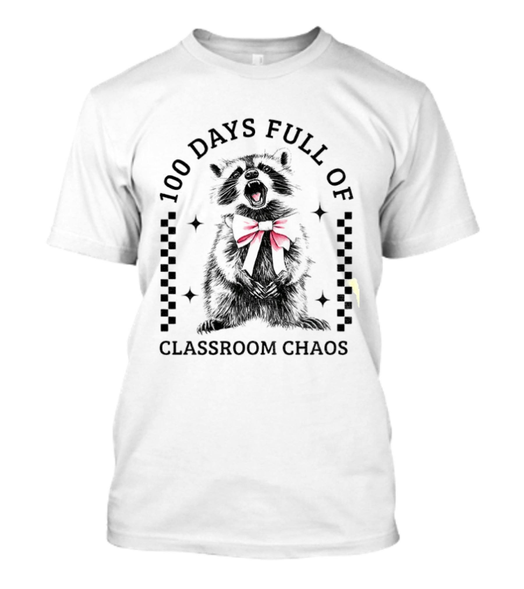 Raccoon Chaos Pink Coquette 100 Days Of School T-Shirt