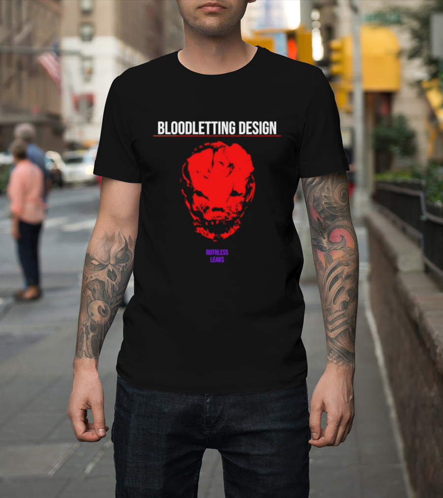 Bloodletting Red Ruthless Leaks Skull T-Shirt