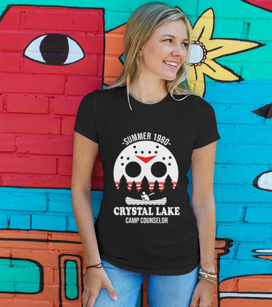 Jason Voorhees Summer 1980 Crystal Lake Camp Counselor Canoe Mask Retro Horror T-Shirt