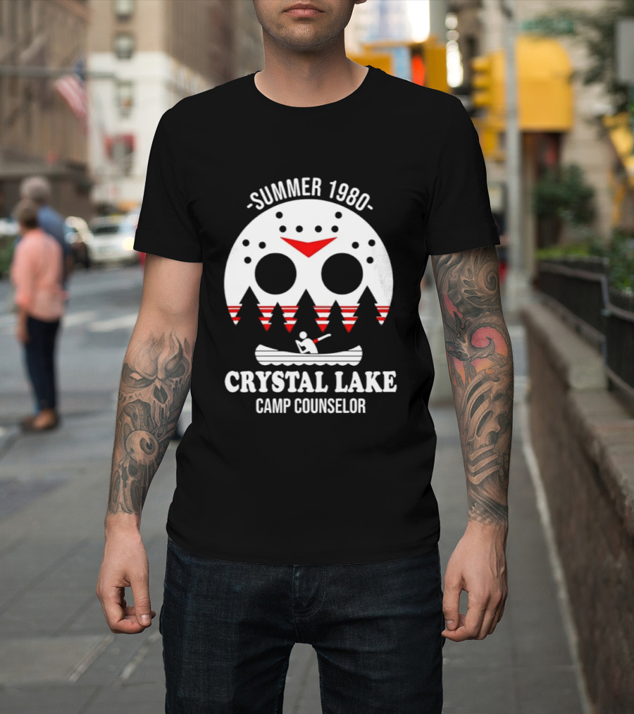 Jason Voorhees Summer 1980 Crystal Lake Camp Counselor Canoe Mask Retro Horror T-Shirt