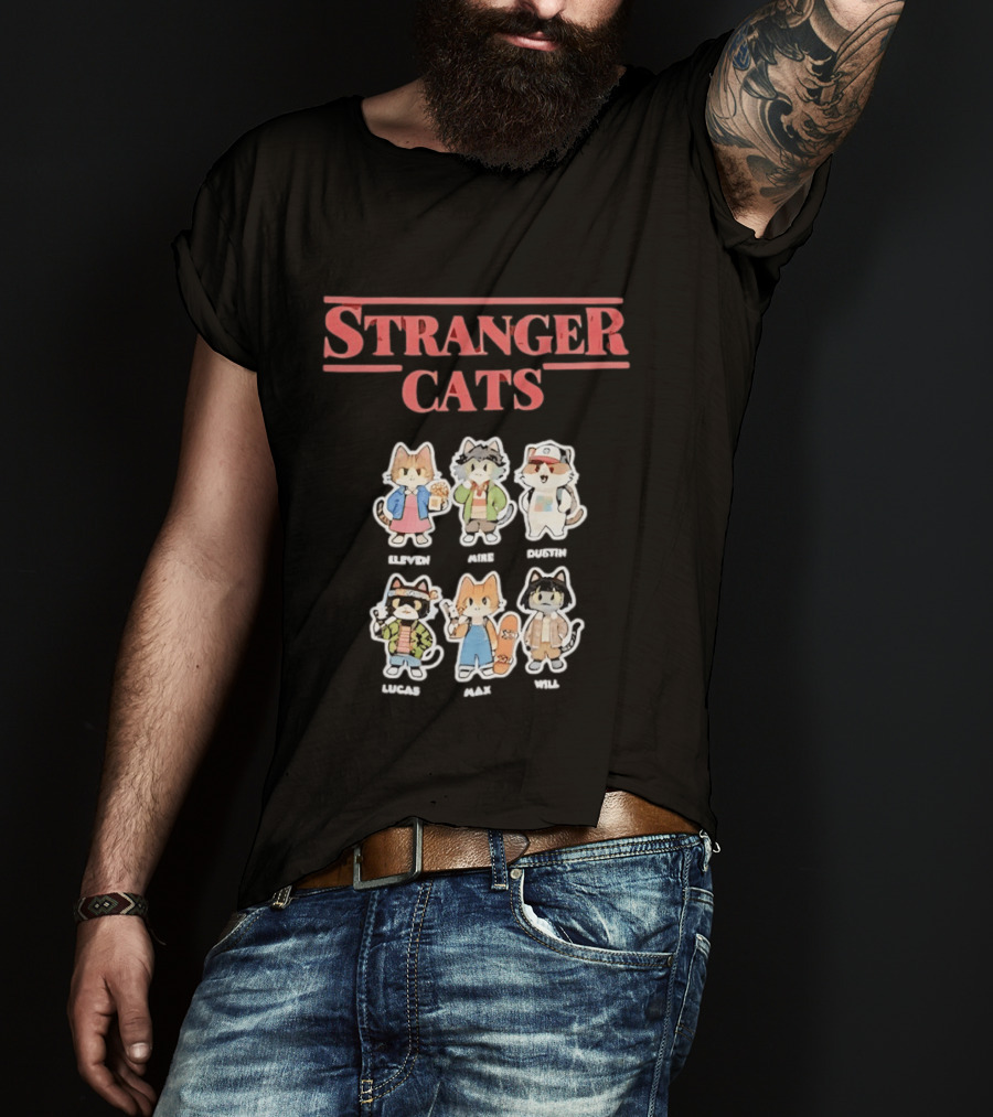 Stranger Cats Eleven Mike Dustin Lucas Max Will Characters T-Shirt