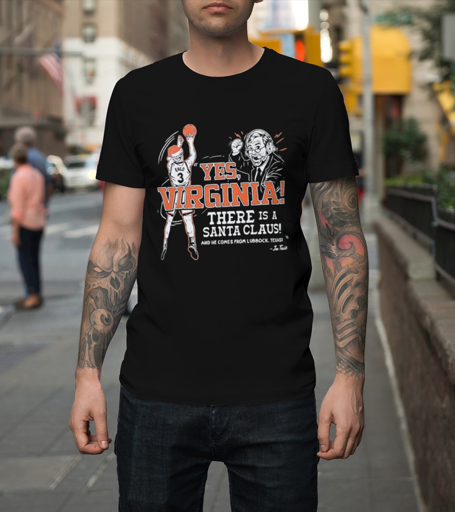 Virginia Cavaliers Yes Virginia There Is A Santa Claus Basketball Player And Coach T-Shirt