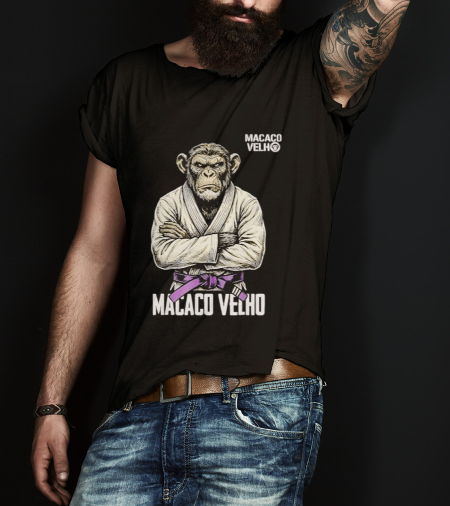 Monkey Macaco Velho Jiu Jitsu Purple Belt Seasoned Grappler T-Shirt
