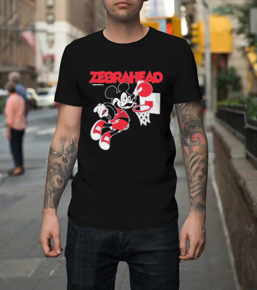 Zebrahead Mickey Mouse Slam Dunk Basketball 25 Retro Cartoon T-Shirt