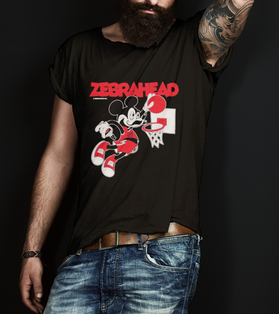 Zebrahead Mickey Mouse Slam Dunk Basketball 25 Retro Cartoon T-Shirt