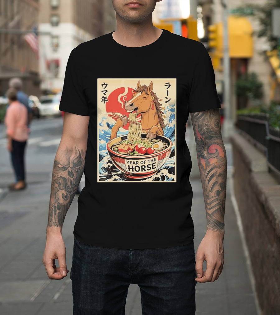 Horse Eating Ramen Year Of The Horse 2026 Japanese T-Shirt