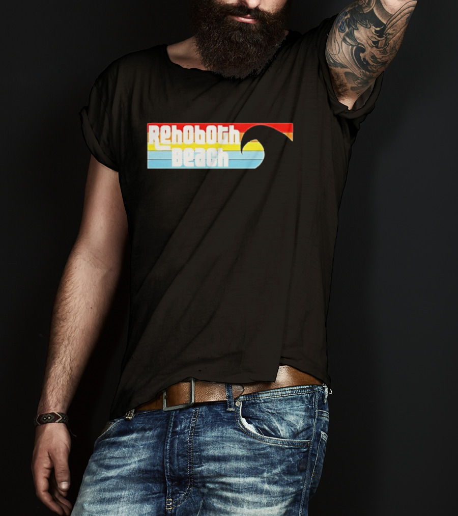 Rehoboth Beach Vintage Rainbow Wave T-Shirt