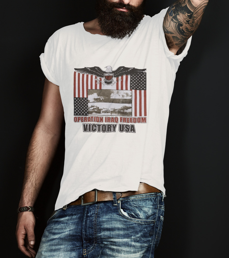 Operation Iraq Freedom Victory USA American Flag Eagle T-Shirt
