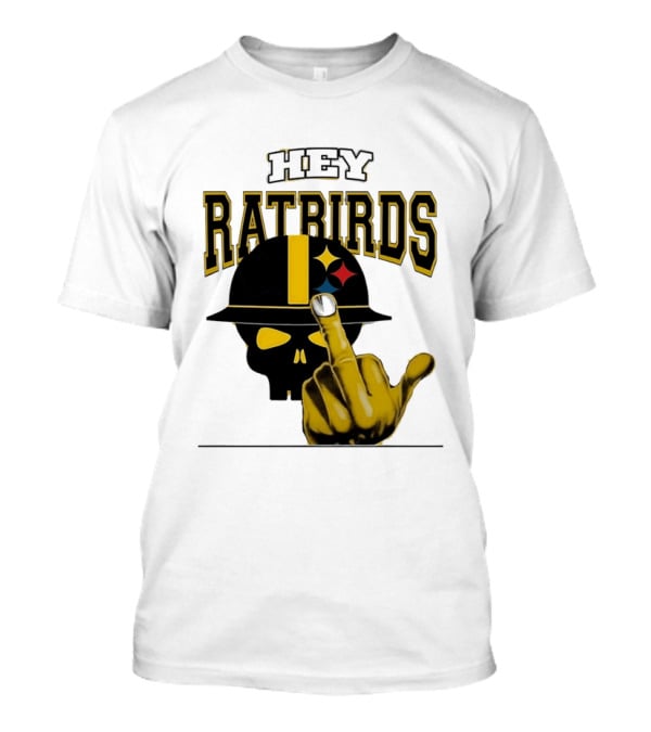 Hey Ratbirds Middle Finger Pittsburgh Steelers Skull T-Shirt