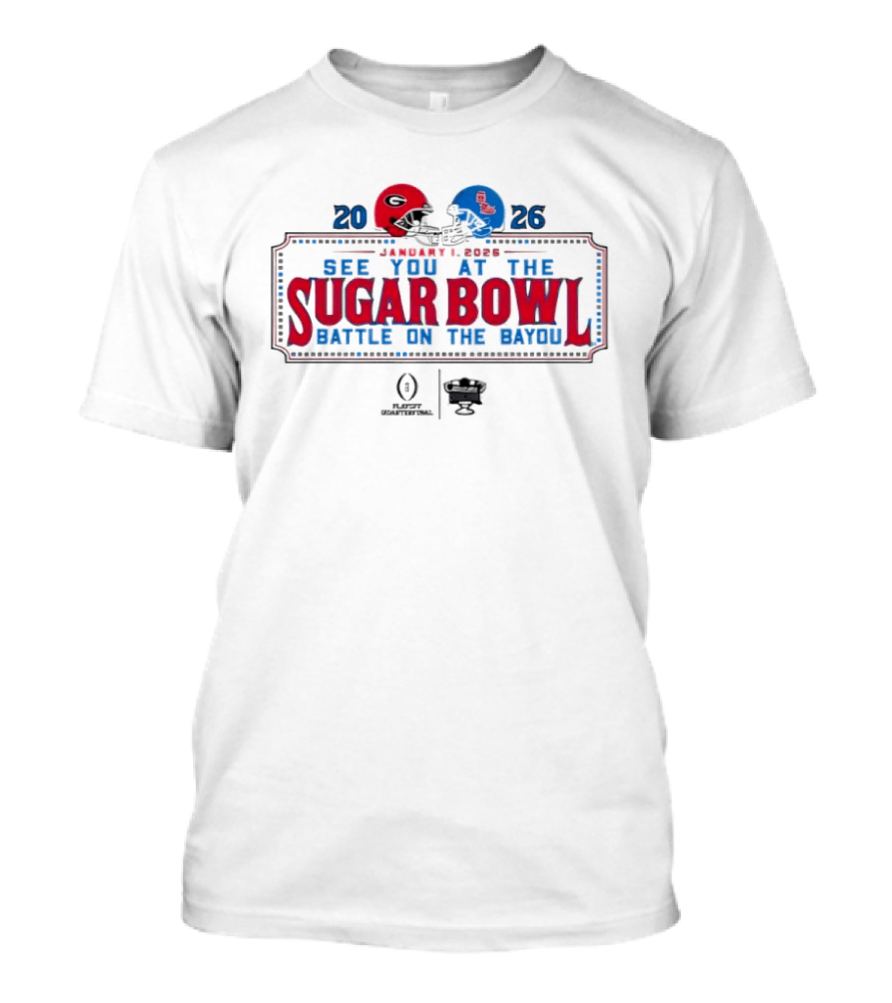 2026 Georgia Bulldogs Vs Ole Miss Rebels Sugar Bowl Battle On The Bayou T-Shirt