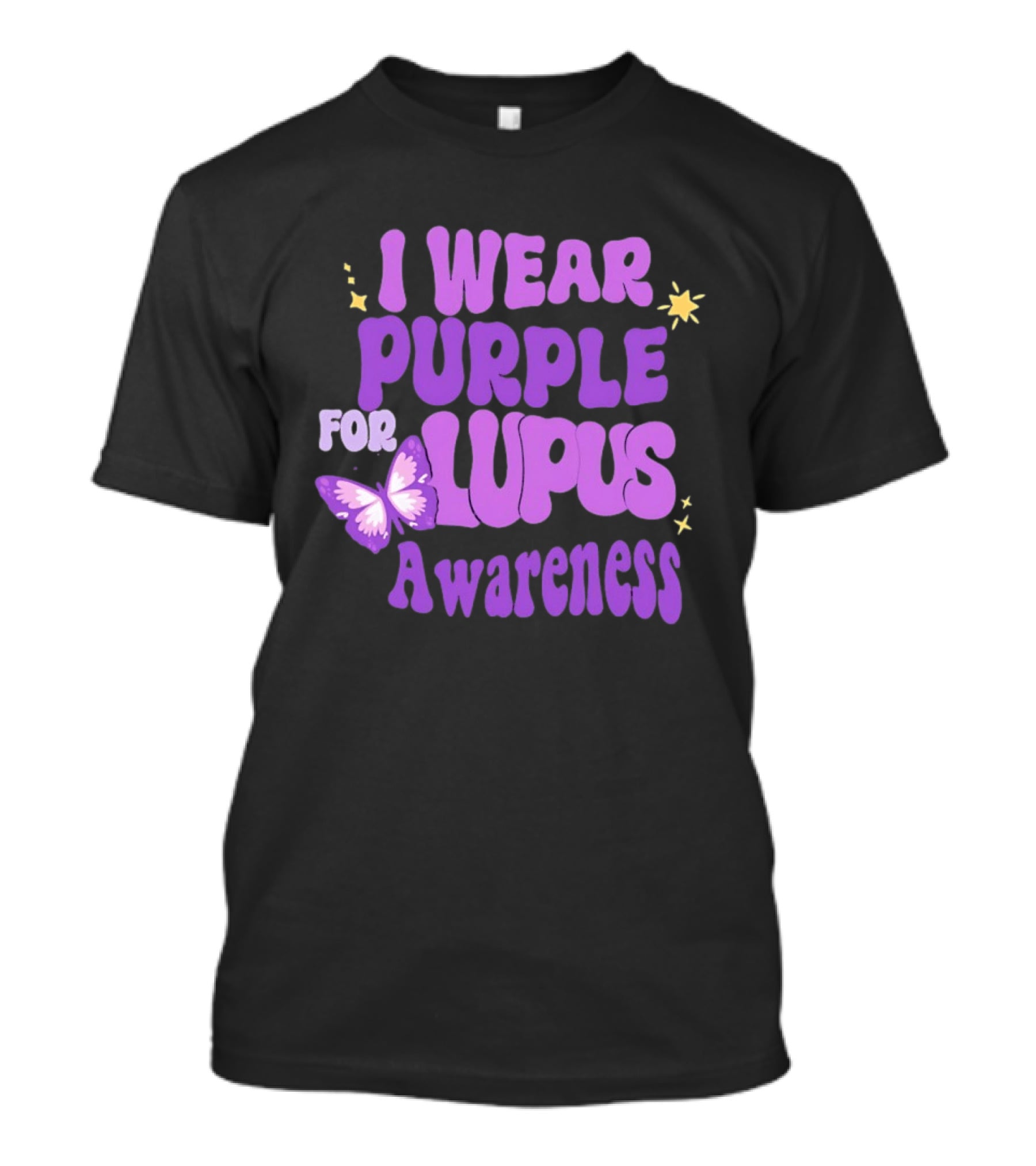 I Wear Purple For Lupus Awareness Butterfly Stars T-Shirt