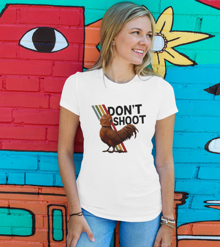Don't Shoot Chicken Diver Helmet Retro Stripes T-Shirt