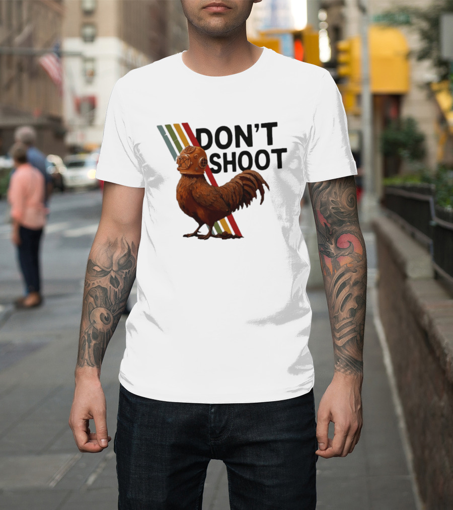 Don't Shoot Chicken Diver Helmet Retro Stripes T-Shirt