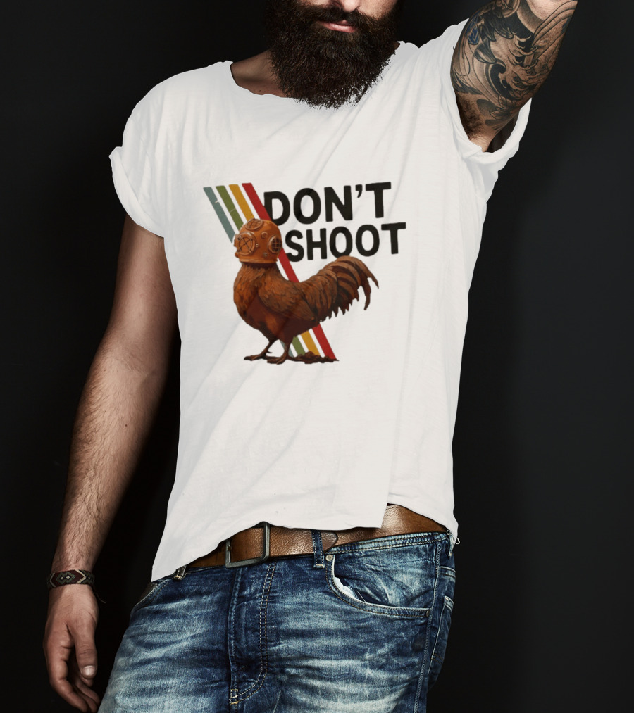 Don't Shoot Chicken Diver Helmet Retro Stripes T-Shirt