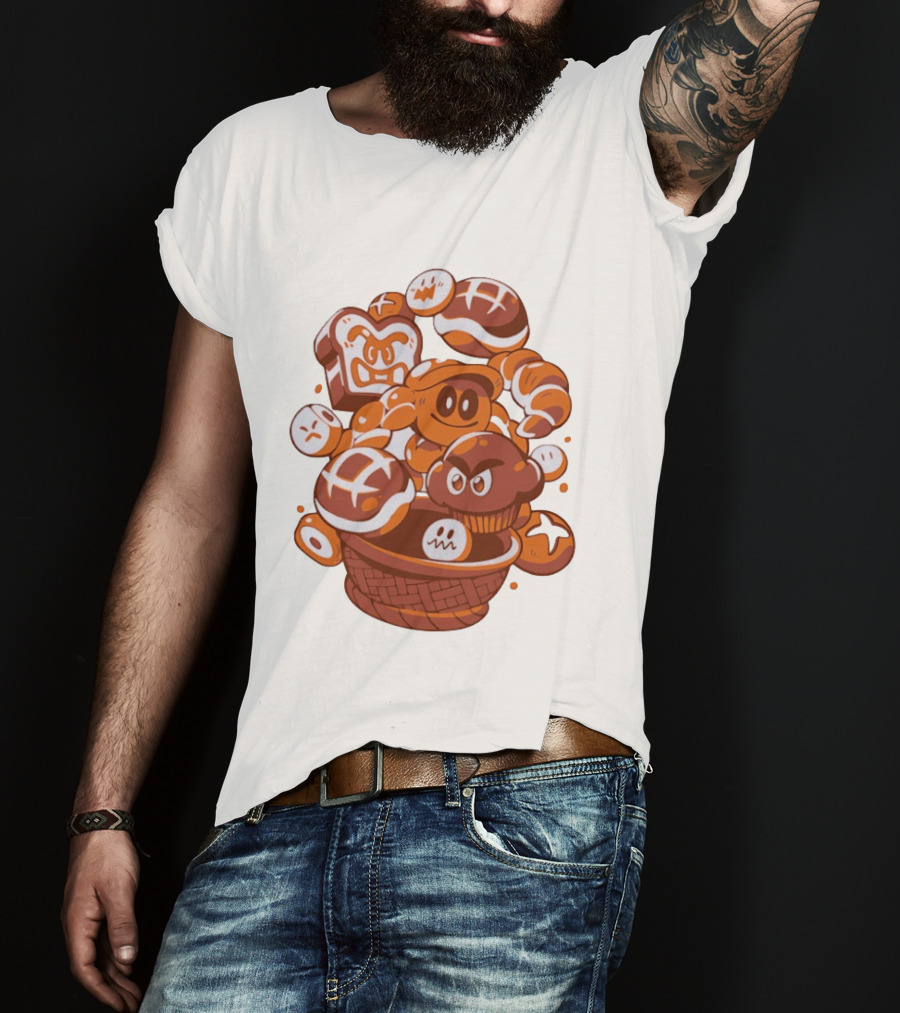 Enemies And Breads Angry Toast And Muffin Characters Basket T-Shirt