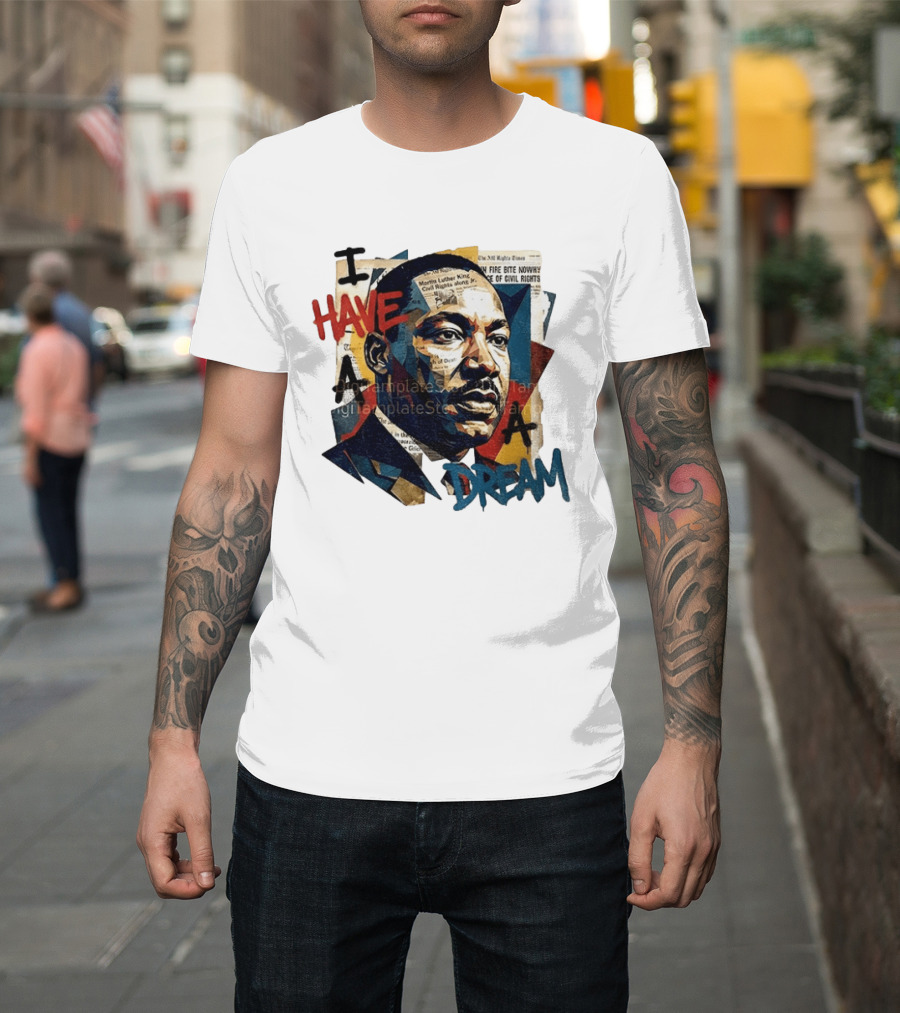 Martin Luther King Jr I Have a Dream Civil Rights Newspaper Collage T-Shirt
