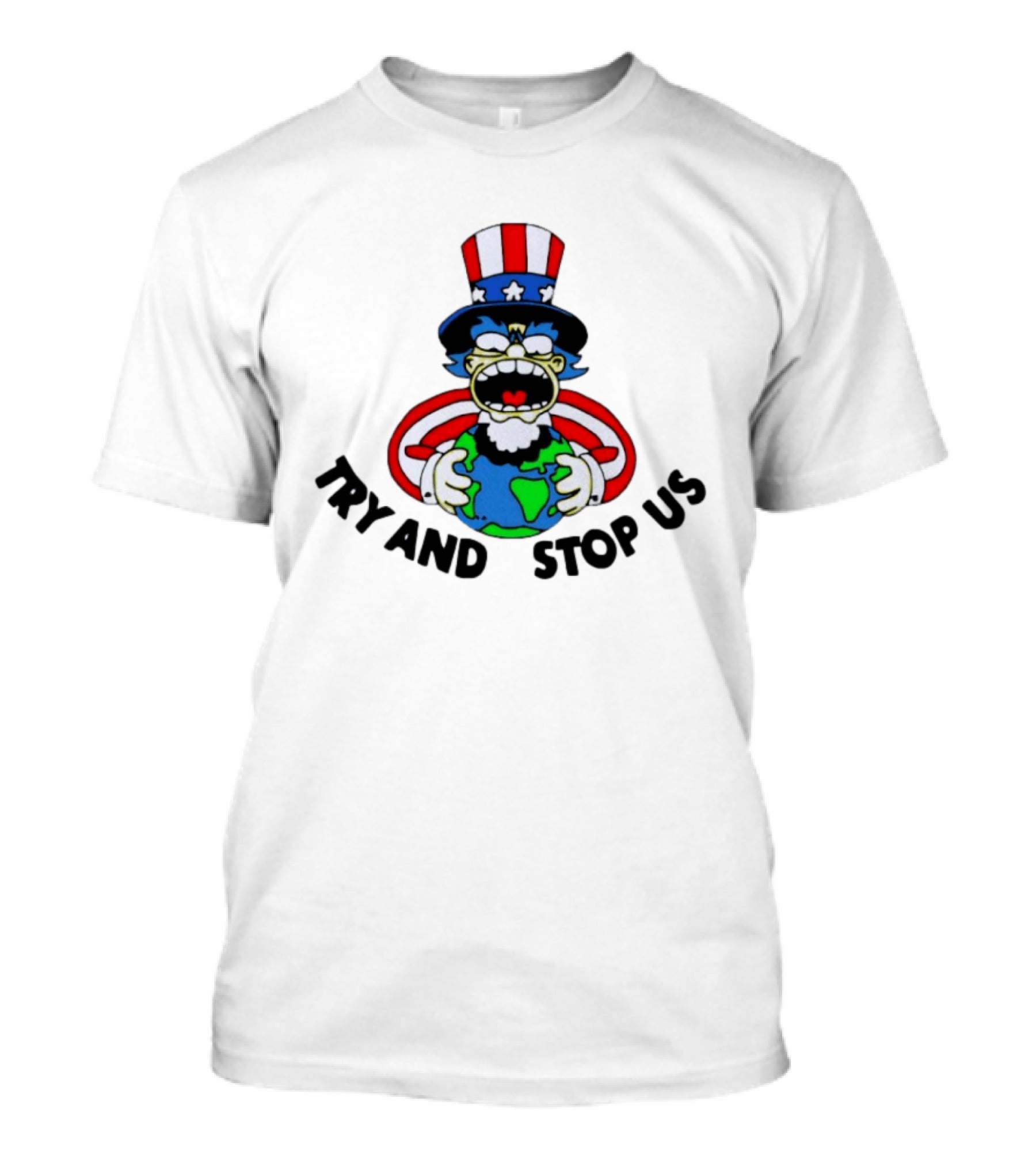 Simpsons Uncle Sam Try And Stop Us Holding Earth T-Shirt