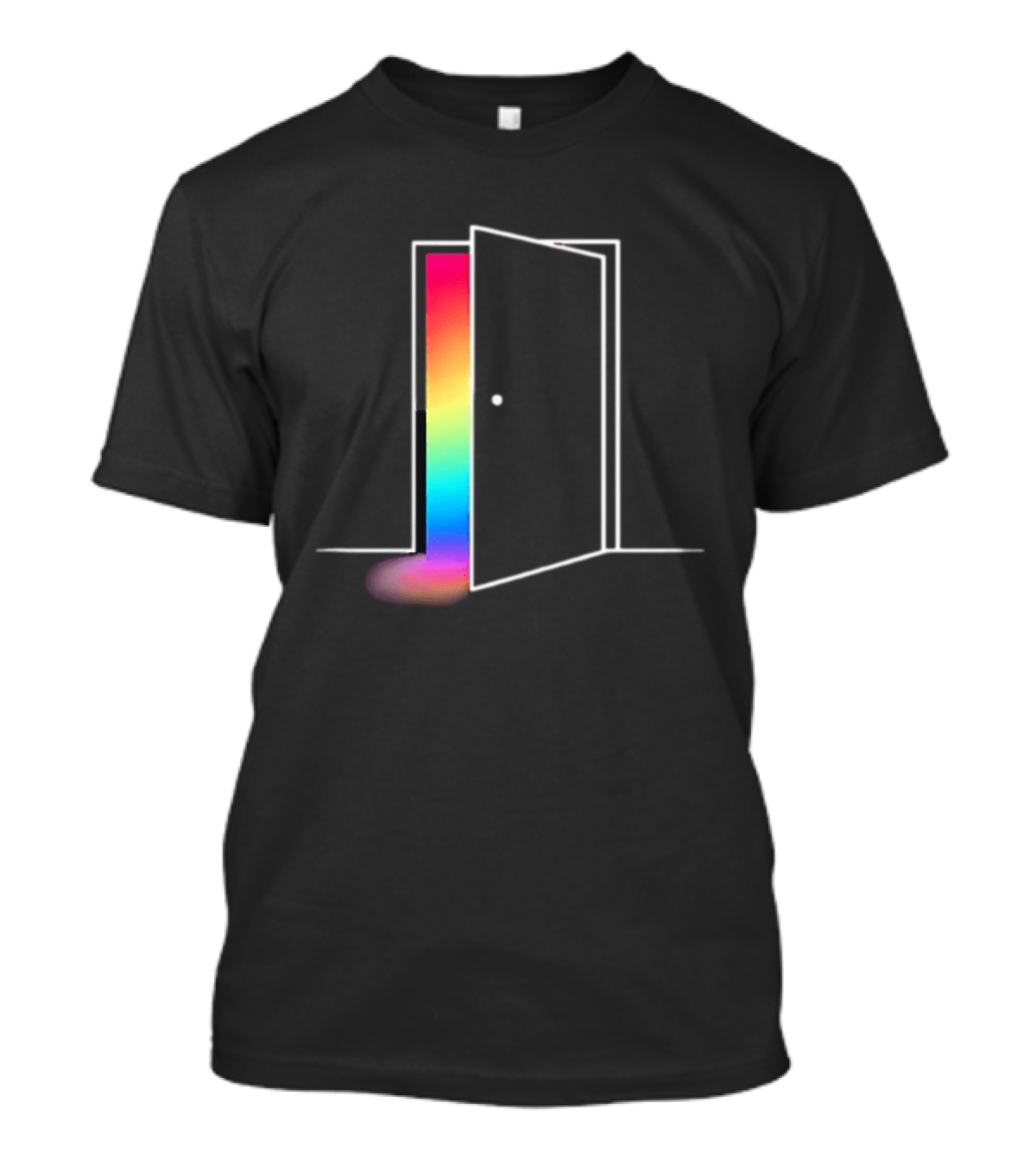 Minimalist Open Door With Rainbow Light Emission T-Shirt