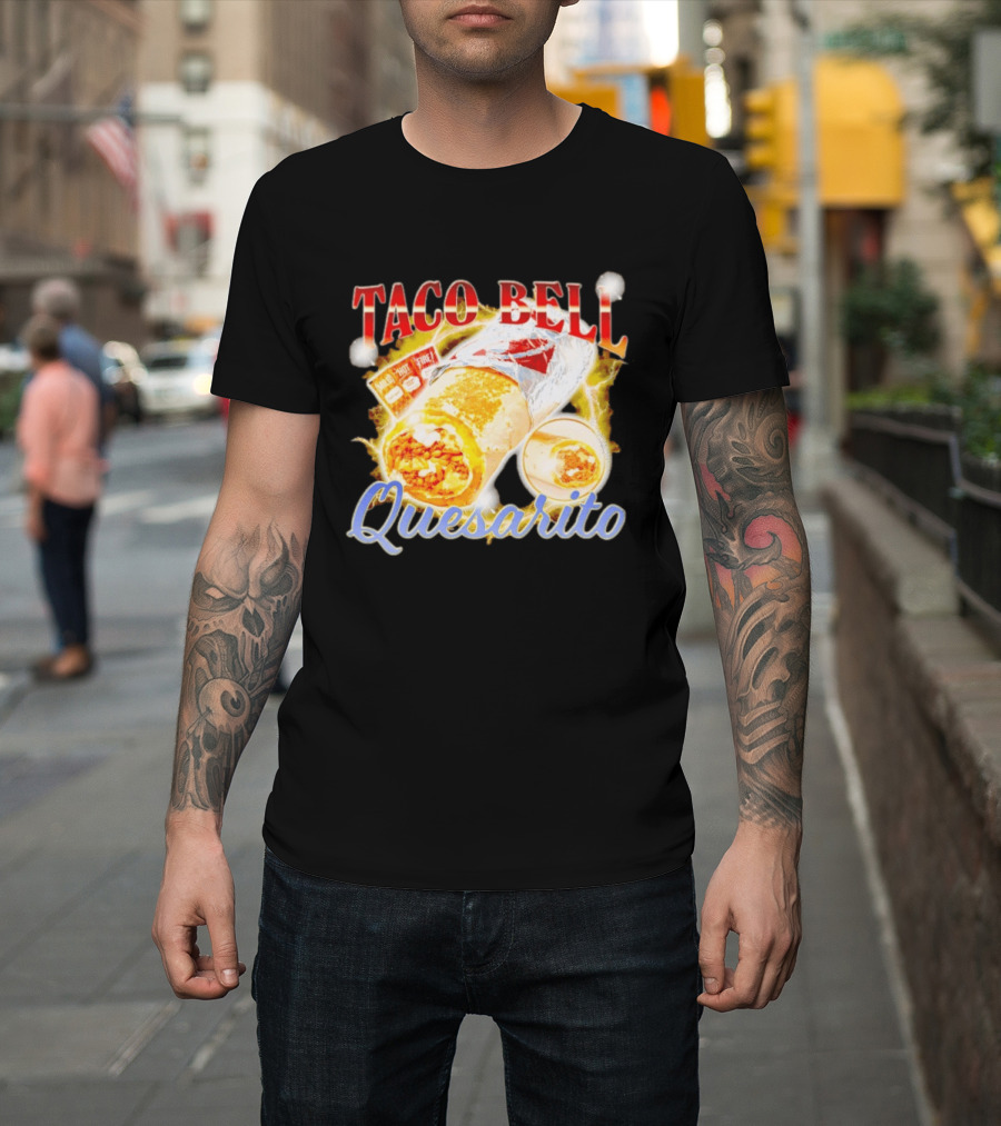 Taco Bell Quesarito Bold Text Fiery T-Shirt