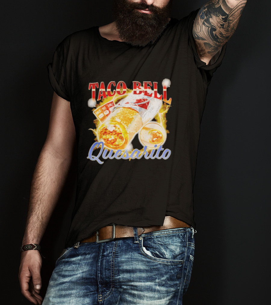 Taco Bell Quesarito Bold Text Fiery T-Shirt