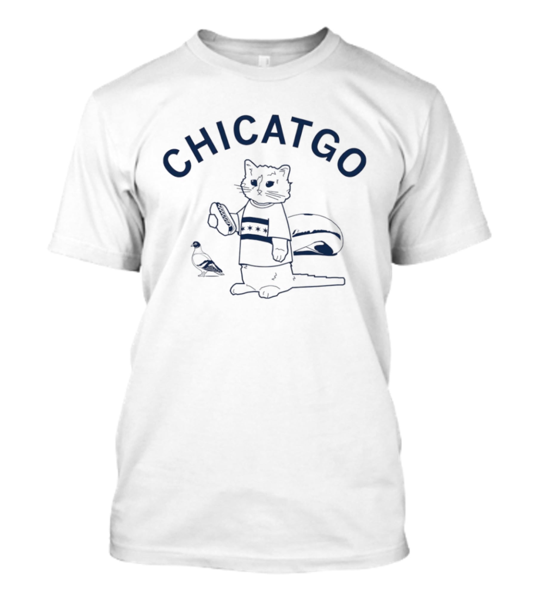 CHICATGO Cat With Chicago Tacos And Pigeon T-Shirt