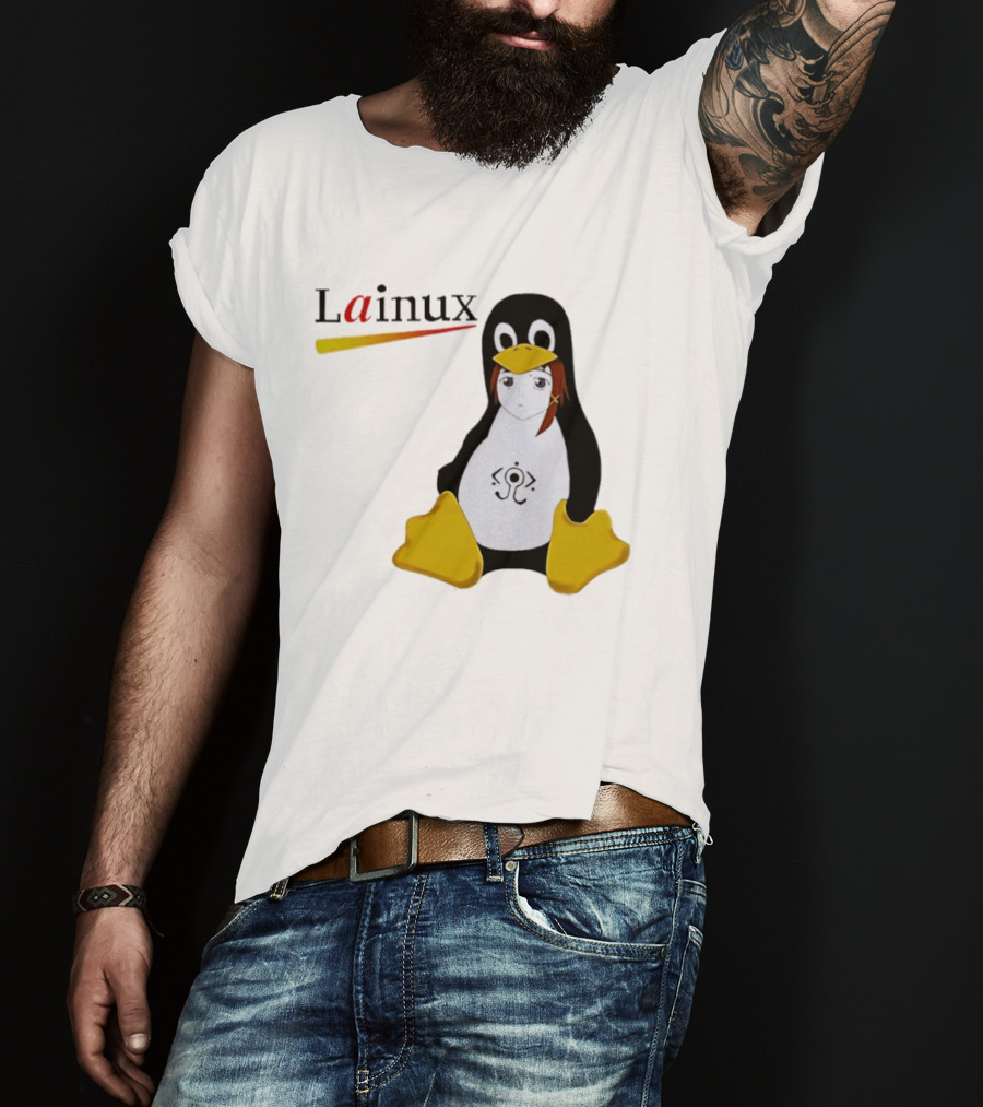 Lainux Lain Ux Linux Tux Mascot Penguin Anime T-Shirt