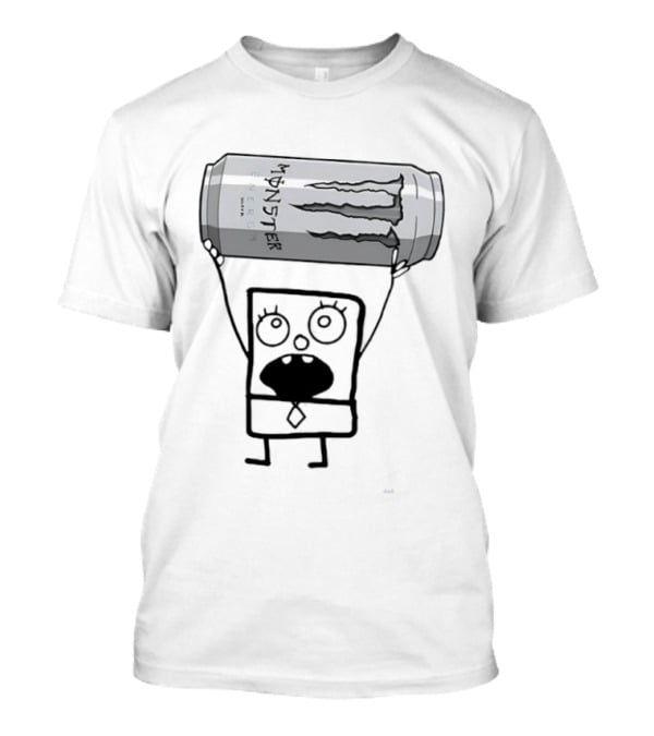 Doodlebob Holding Monster Energy Ultra Can Meme T-Shirt
