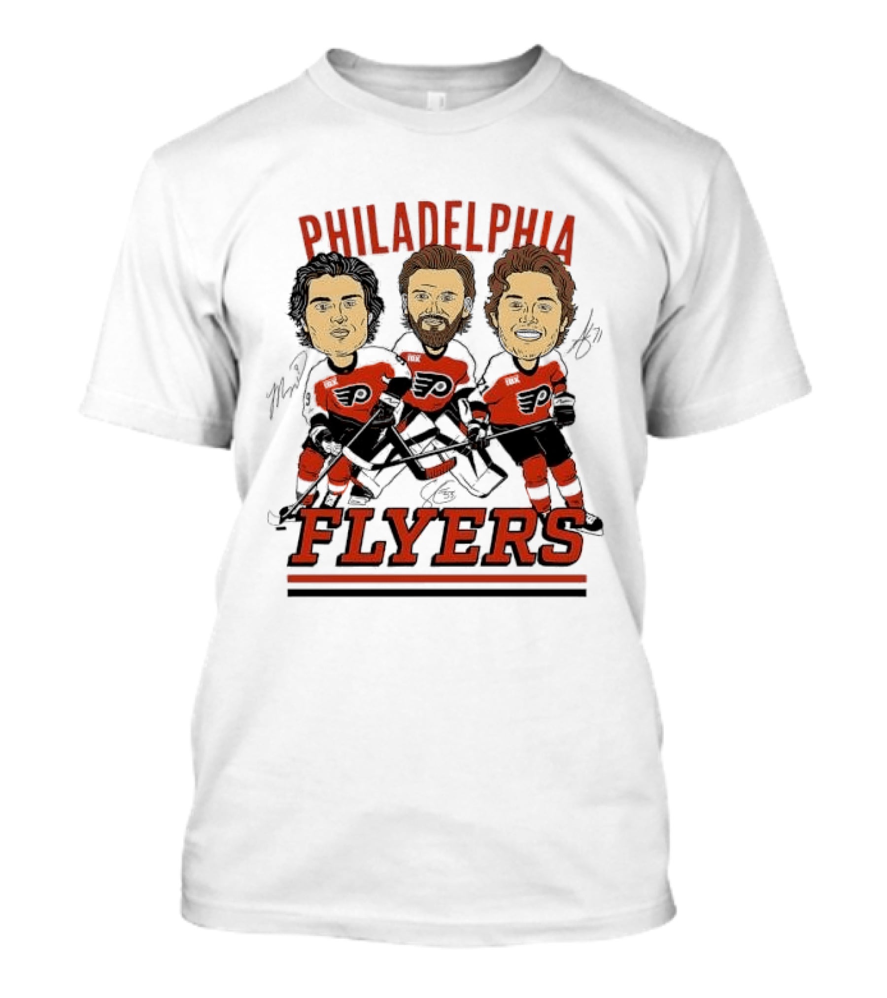 Philadelphia Flyers Three Stars Cartoon Caricature Hockey Legends T-Shirt