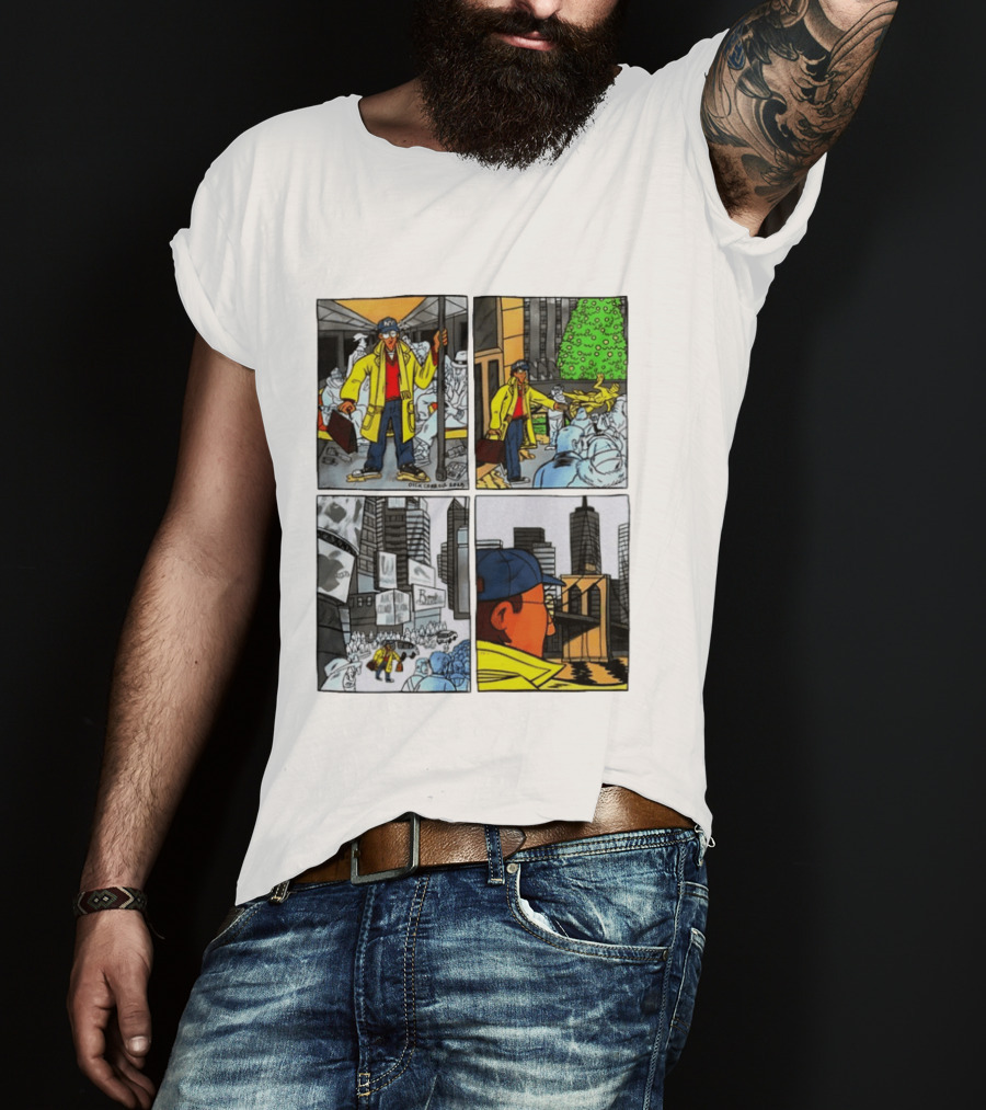 Holiday Comic Pocket NYC Urban Christmas Scenes T-Shirt