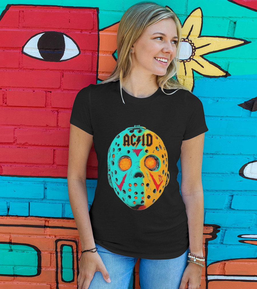 ACDC Jason Voorhees Mask Neon Pop Art Friday The 13th Fusion T-Shirt