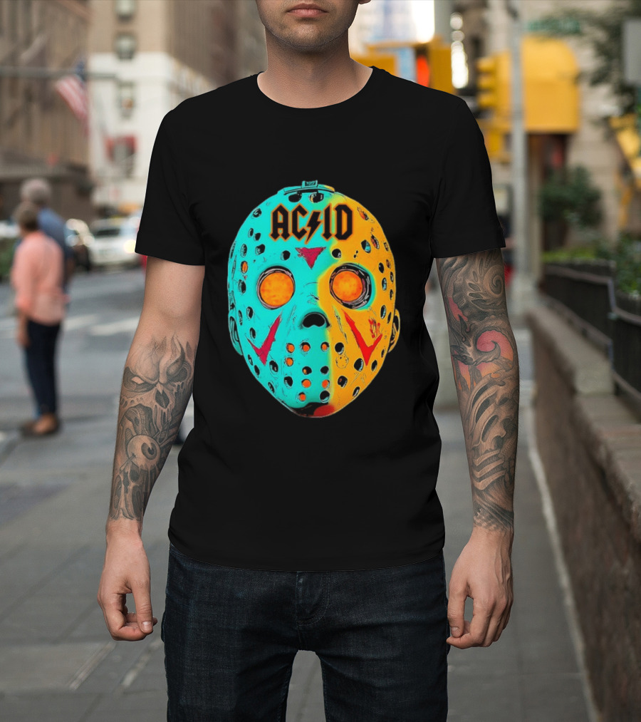 ACDC Jason Voorhees Mask Neon Pop Art Friday The 13th Fusion T-Shirt