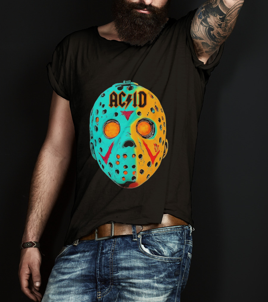 ACDC Jason Voorhees Mask Neon Pop Art Friday The 13th Fusion T-Shirt