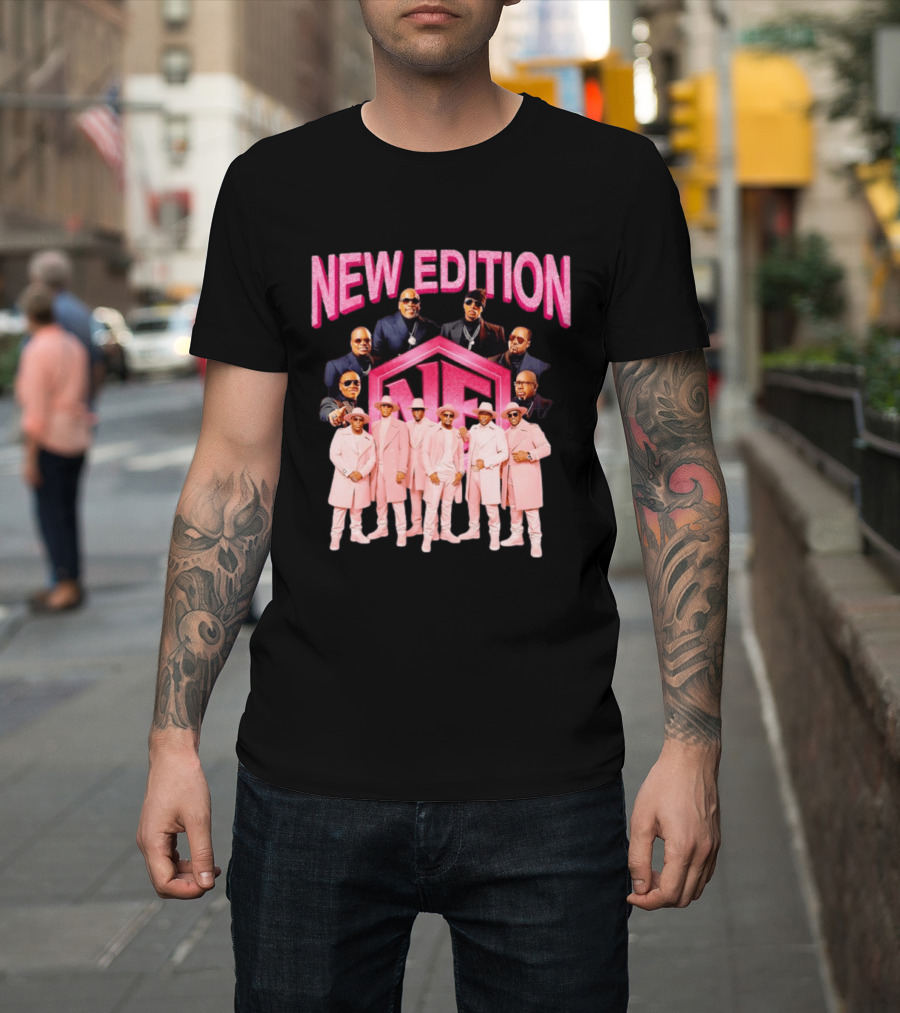 Bobby Brown Johnny Gill Ralph Tresvant Ronnie DeVoe Ricky Bell Michael Bivins New Edition NE Band Pink Outfits 90s Music T-Shirt