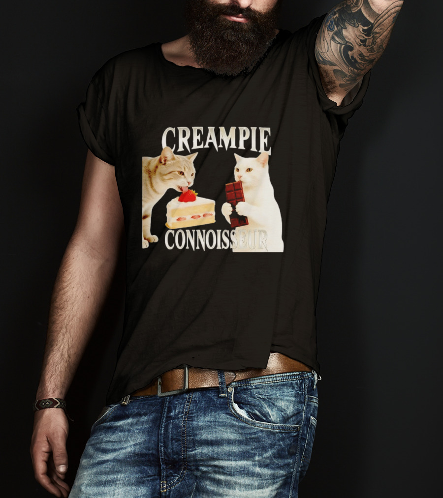 Cats Creampie Connoisseur Strawberry Cake Chocolate Bar T-Shirt
