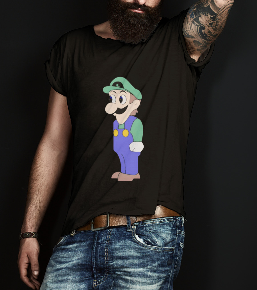Look At Front Of For Boobs Luigi Funny Meme T-Shirt