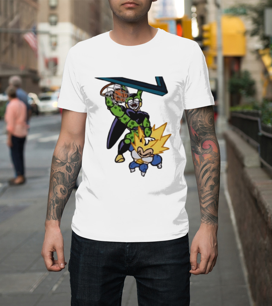 Cell Vs Vegeta Basketball Dunk Anime Mashup T-Shirt